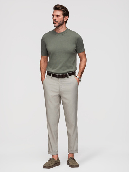 Ombre Clothing Pánske chino nohavice REGULAR FIT s elastickým pásom - sivé a béžové V1 P1525 Ombre Clothing