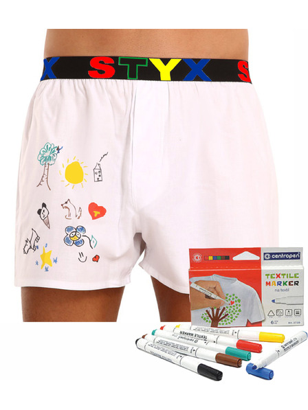 Styx Pánske trenky Styx športová guma biele + fix na textil
