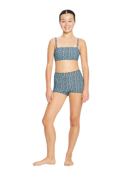 Modibodi Dievčenské plavky Modibodi Bandeau Strap Crop Top Luna Blossom Black horná časť
