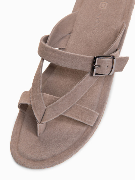 Ombre Clothing Pánske semišové žabky s dodatočnými stabilizačnými páskami - ash V2 OM-FOSF-0253 Ombre Clothing