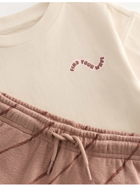 Marks & Spencer Dvojdielny komplet s grafikou, z čistej bavlny (2–8 rokov) Marks & Spencer hnedá