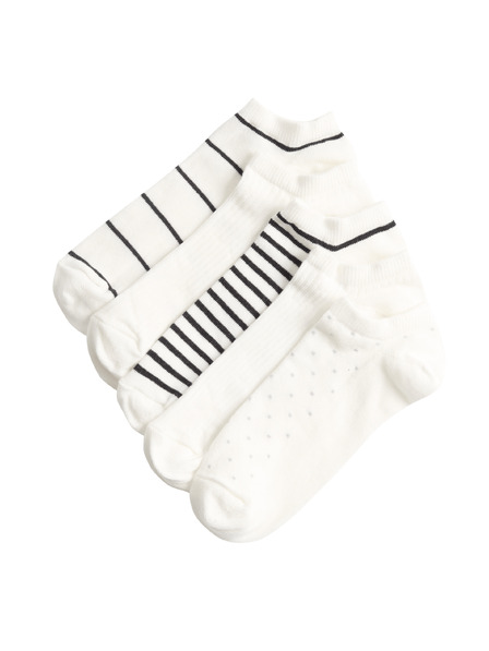 Marks & Spencer Vzorované krátke ponožky Trainer Liners™, s vysokým podielom bavlny, sada 5 párov Marks & Spencer čierna