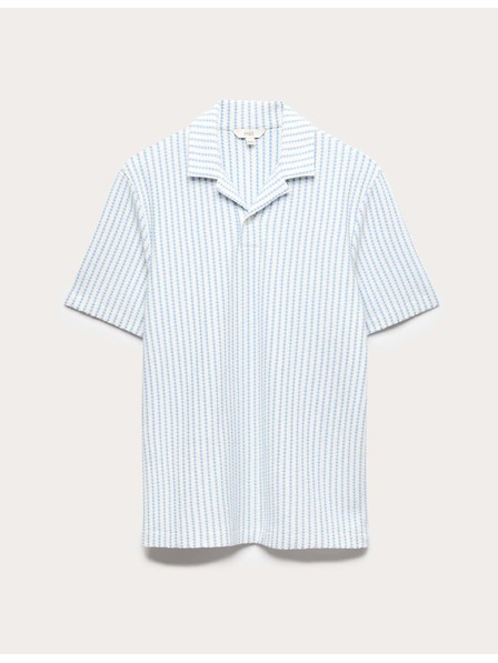 Marks & Spencer Žerzejová polokošeľa s geometrickým vzorom, s vysokým podielom bavlny Marks & Spencer modrá