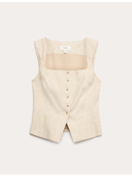 Marks & Spencer Vesta z materiálu Gingham z čistého ľanu Marks & Spencer viacfarebná