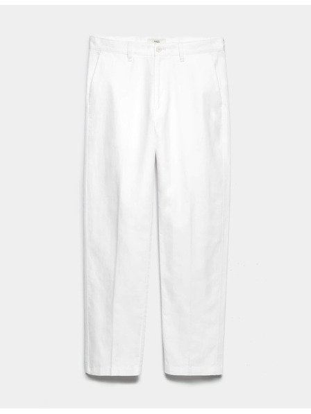 Marks & Spencer Chino nohavice zo zmesi ľanu, normálny strih Marks & Spencer biela