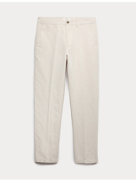 Marks & Spencer Chino nohavice zo zmesi ľanu, normálny strih Marks & Spencer béžová
