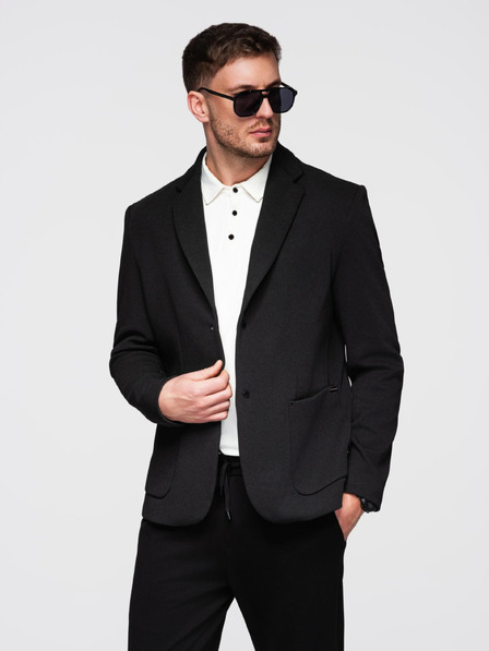 Ombre Clothing Pánska bunda s vysokým golierom a kapucňou čierna Ombre Clothing
