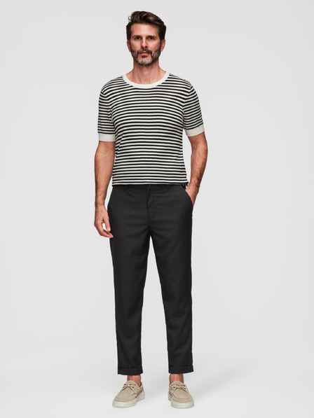 Ombre Clothing Pánske chino nohavice REGULAR FIT s elastickým pásom – čierne V4 P1525 Ombre Clothing
