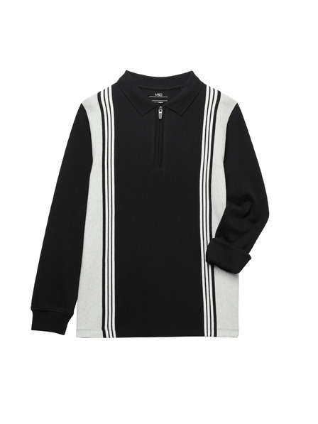 Marks & Spencer Polo tričko s dlhým rukávom z čistej bavlny (2-16 rokov) Marks & Spencer čierna
