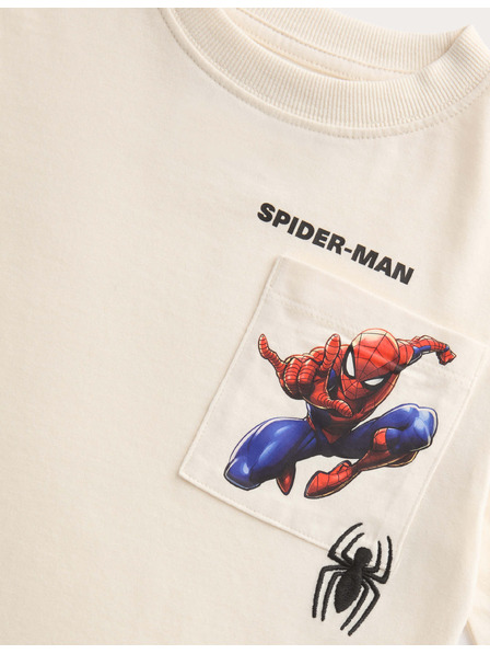 Marks & Spencer Vrcholy z čistej bavlny s potlačou Spider-Man™ (2–7 rokov) Marks & Spencer smotanová