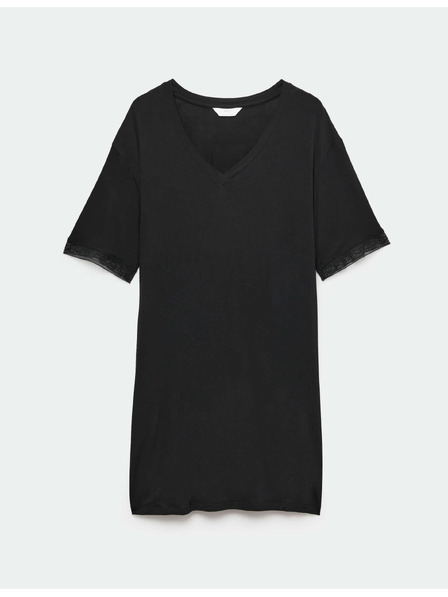 Marks & Spencer Krátka nočná košeľa s čipkovým detailom Marks & Spencer čierna