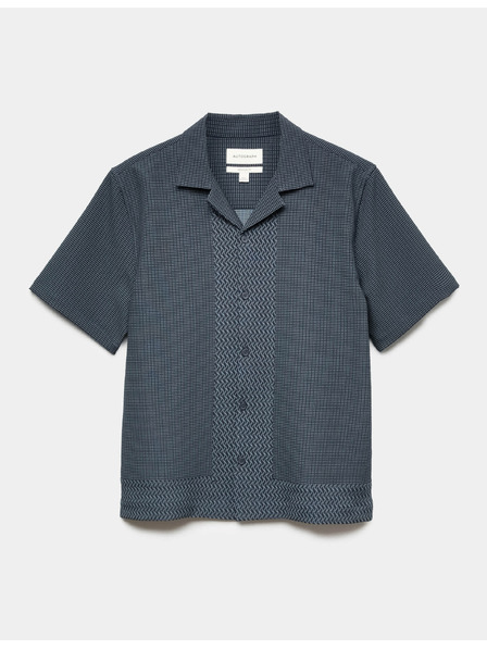 Marks & Spencer Žakárdová košeľa s krátkym rukávom a geometrickým vzorom Marks & Spencer námornícka modrá