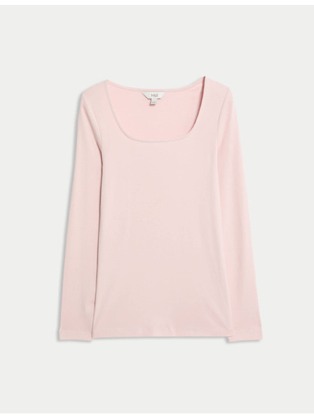 Marks & Spencer Top z čistej bavlny so štvorcovým výstrihom Marks & Spencer ružová
