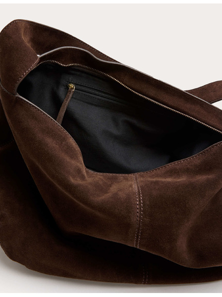 Marks & Spencer Semišový zip Voľná taška cez rameno Marks & Spencer hnedá
