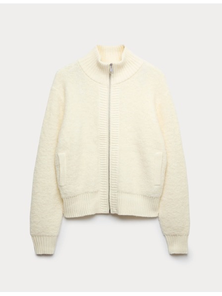 Marks & Spencer Kardigan Bomber so stojanom buklé a vlnou Marks & Spencer krémová