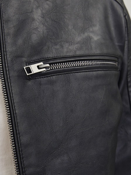 Jack & Jones JJEDYLAN čierna pánska koženková bunda