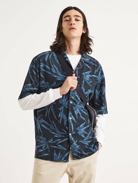 Celio Modro-čierne pánske vzorované tričko Celio Tallinnpal