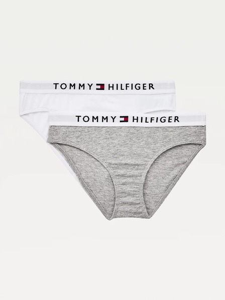 Tommy Hilfiger Underwear Súprava dvoch dievčenských nohavíc v bielej a sivej farbe Spodné prádlo Tommy Hilfiger