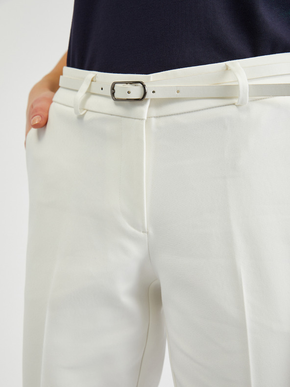 Orsay Biele dámske široké nohavice s opaskom ORSAY