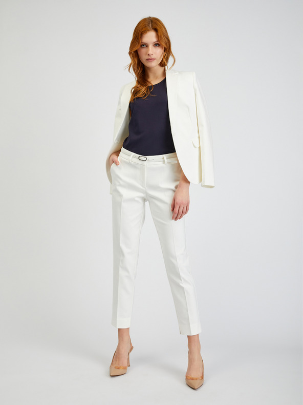 Orsay Biele dámske široké nohavice s opaskom ORSAY