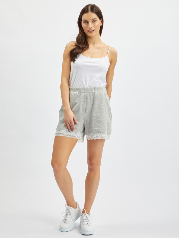 Orsay Svetlošedé dámske tepláky s čipkou ORSAY