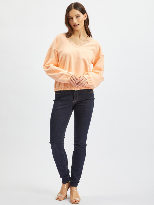 Orsay Marhuľová dámska mikina s čipkou ORSAY