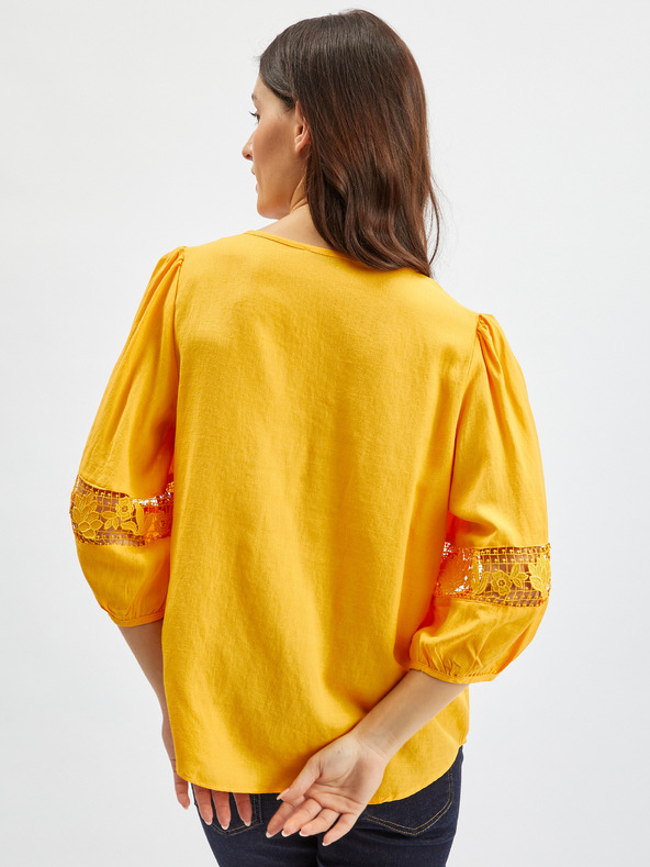 Orsay Oranžová dámska blúzka s čipkou ORSAY