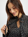 Orsay Čierna dámska saténová bodkovaná blúzka ORSAY