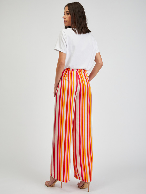 Orsay Červeno-žlté dámske pruhované široké nohavice ORSAY