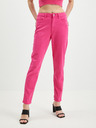 Pieces Tmavoružové dámske džínsy Mom Fit Pieces Kesia