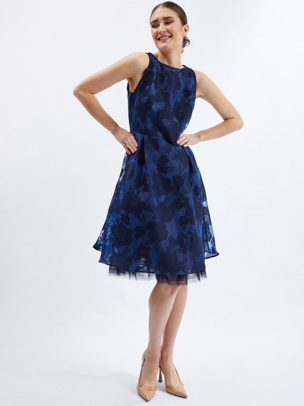 Orsay Tmavomodré dámske šaty s ozdobnými detailmi ORSAY