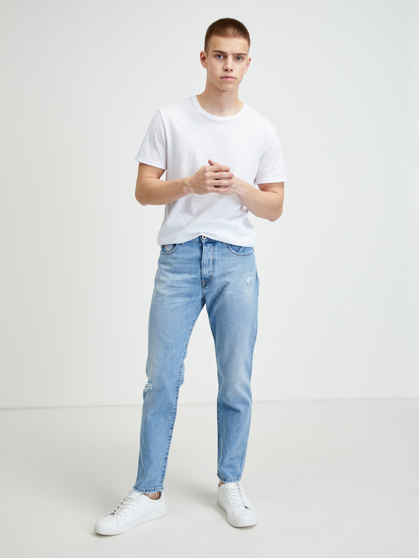 Diesel Svetlomodré pánske roztrhané skinny fit džínsy Diesel Mharky