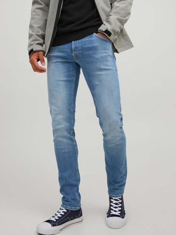 Jack & Jones Modré pánske slim fit džínsy s vyšívaným efektom Jack & Jones Glenn