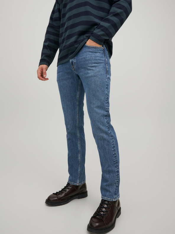Jack & Jones Modré pánske džínsy úzkeho strihu Jack & Jones Clark