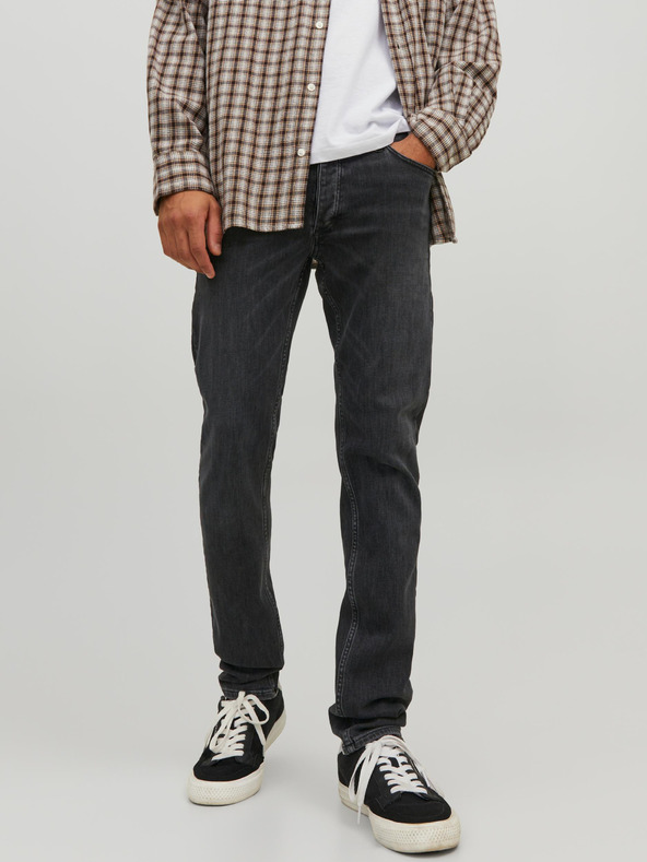 Jack & Jones Čierne pánske slim fit džínsy Jack & Jones Glenn