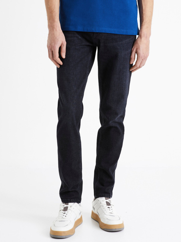 Celio Čierne pánske slim fit džínsy Celio C25 Dosoft25