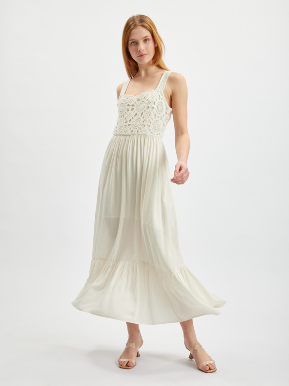 Orsay Krémové dámske maxi šaty ORSAY