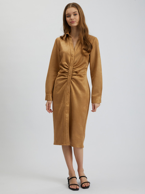 Orsay Hnedé semišové dámske plášťové šaty ORSAY