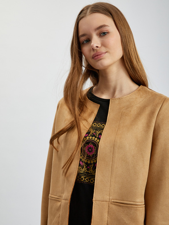 Orsay Svetlohnedé dámske semišové sako ORSAY