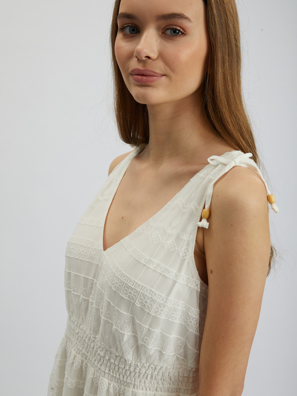 Orsay Krémové dámske čipkované šaty ORSAY