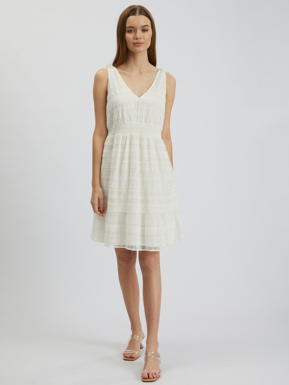 Orsay Krémové dámske čipkované šaty ORSAY