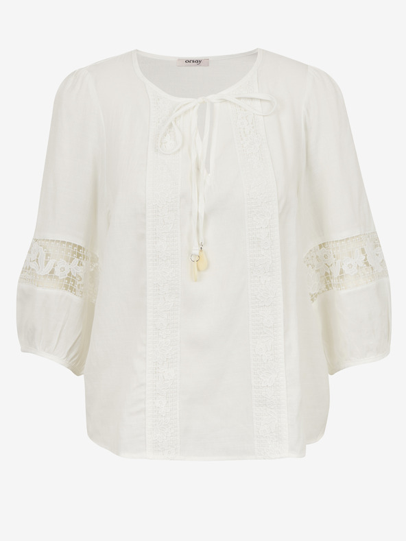 Orsay Biela dámska blúzka s čipkou ORSAY