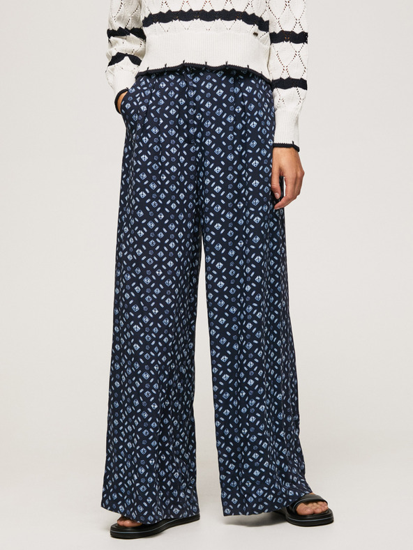 Pepe Jeans Tmavomodré dámske vzorované nohavice Culottes Pepe Jeans