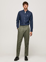 Pepe Jeans Pánske khaki spoločenské nohavice so zmesou ľanu Pepe Jeans