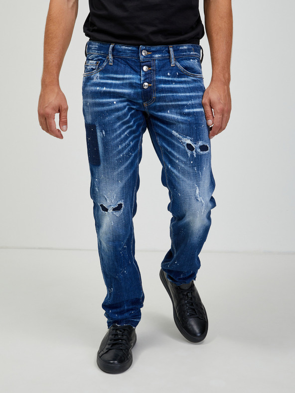 DSQUARED2 Modré pánske džínsy rovného strihu DSQUARED2
