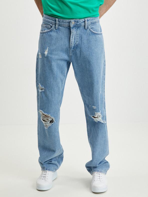Tom Tailor Denim Modré pánske džínsy rovného strihu Tom Tailor Denim