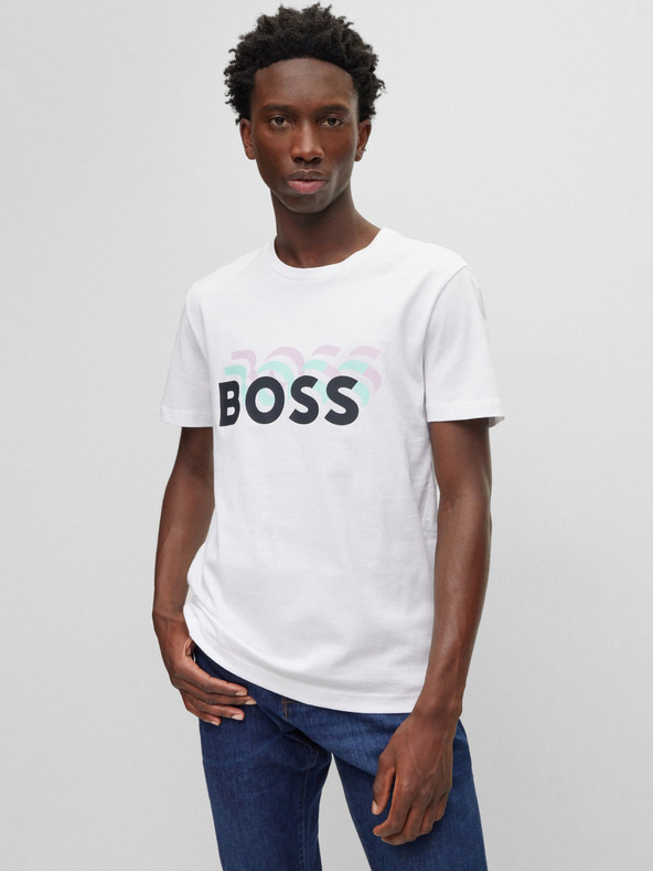 BOSS Biele pánske tričko Hugo Boss