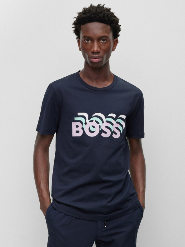 BOSS Tmavomodré pánske tričko Hugo Boss