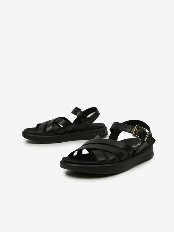 Geox Čierne dámske kožené sandále Geox