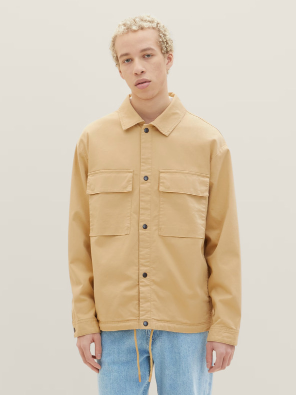 Tom Tailor Denim Svetlohnedá pánska ľahká košeľová bunda Tom Tailor Denim